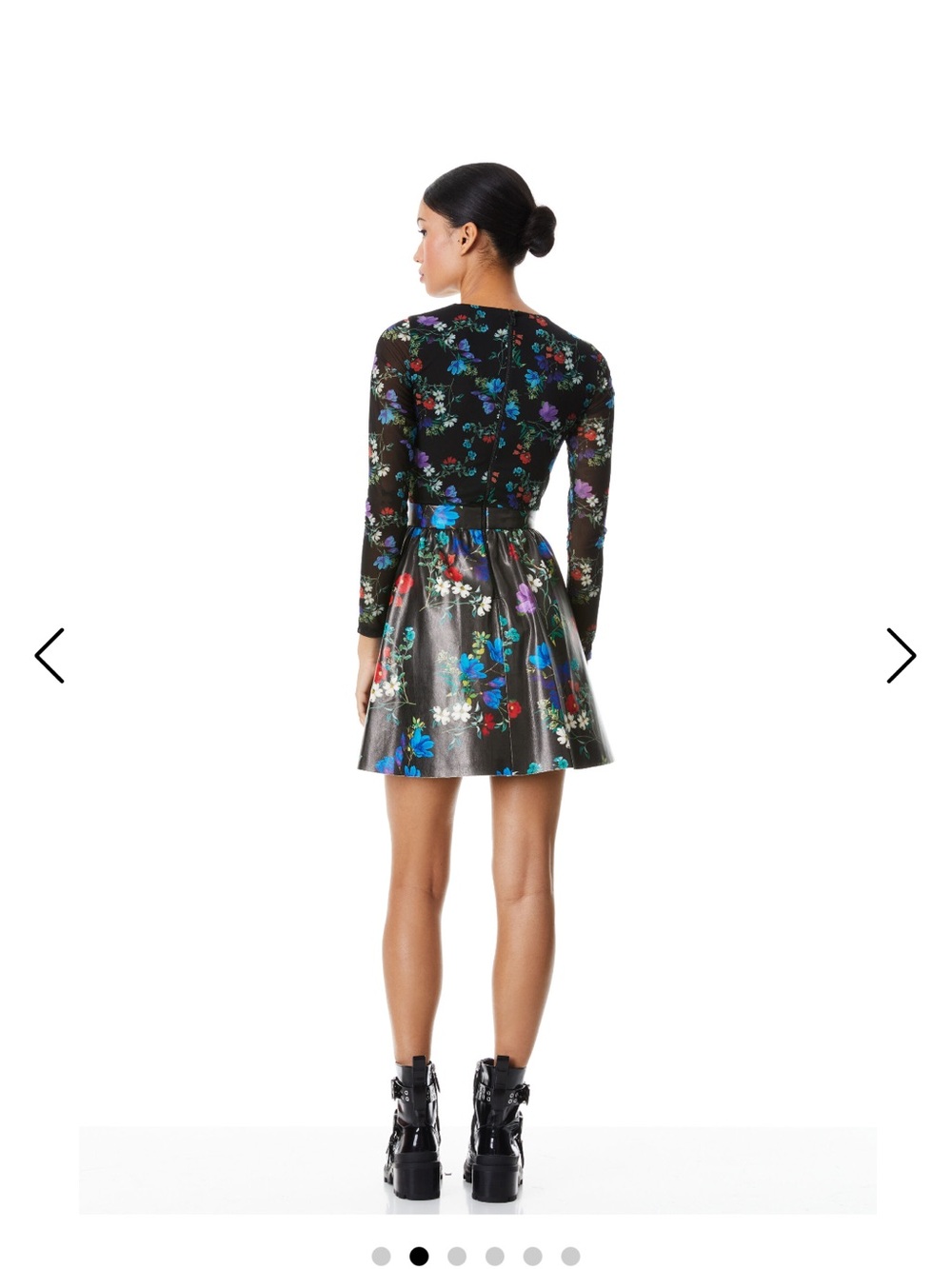 Alice + Olivia Faux Leather Mesh
Long Sleeve Black Floral Mini Dress - Size 4 - Picture 2 of 7
